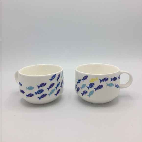 David’s Tea Stackable Fish Tea Porcelain Mugs - Picture 1 of 11